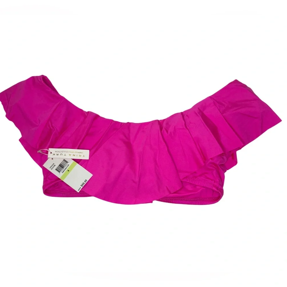 Trina Turk NWT Hot Pink Ruffle Off The Shoulder Bikini Top